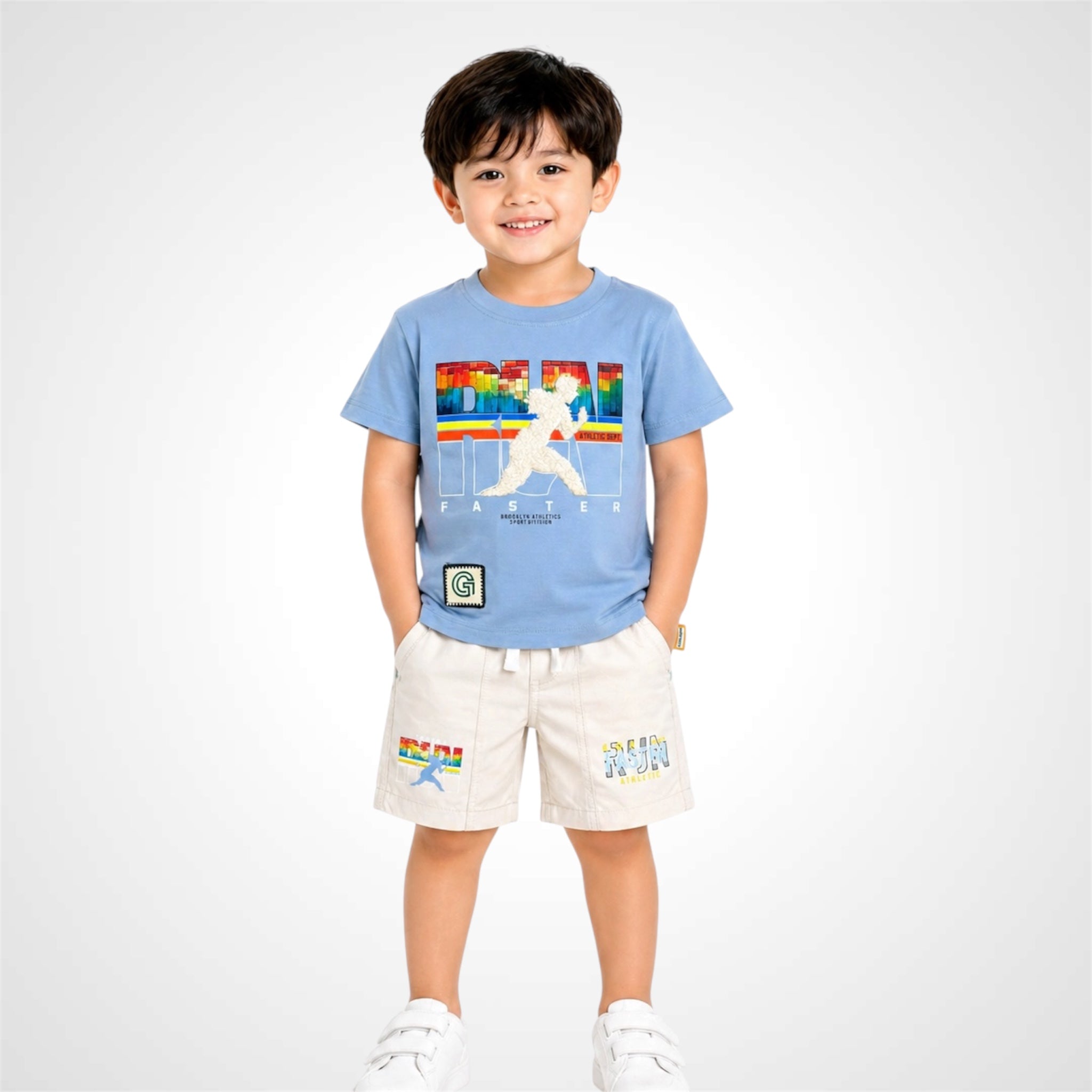 Premium Boys Graphic T-Shirt & Shorts Set - Casual Cotton Summer Outfit