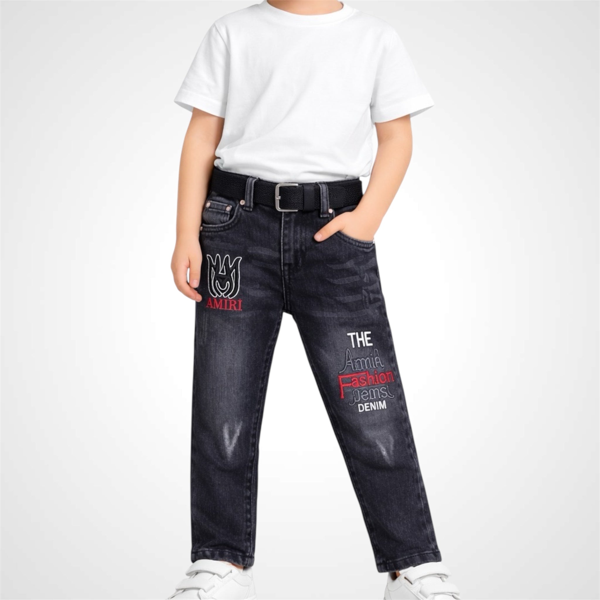 Premium Fashion Comfort Fit Jeans with Webbing Belt