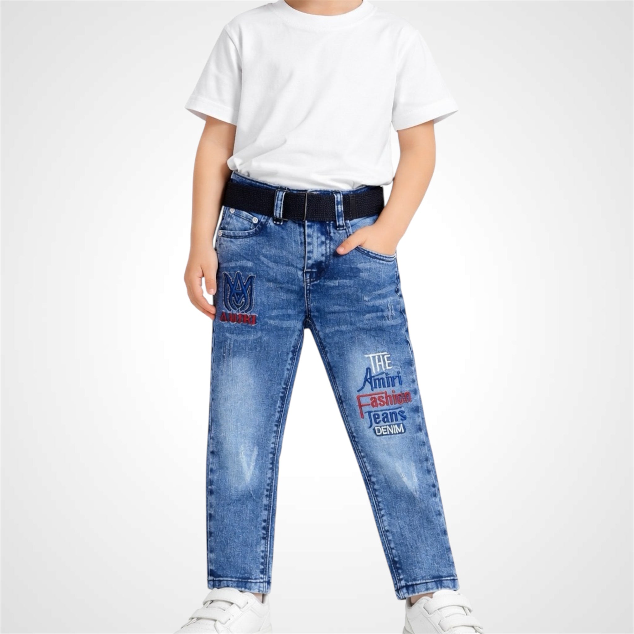 Premium Fashion Comfort Fit Jeans with Webbing Belt