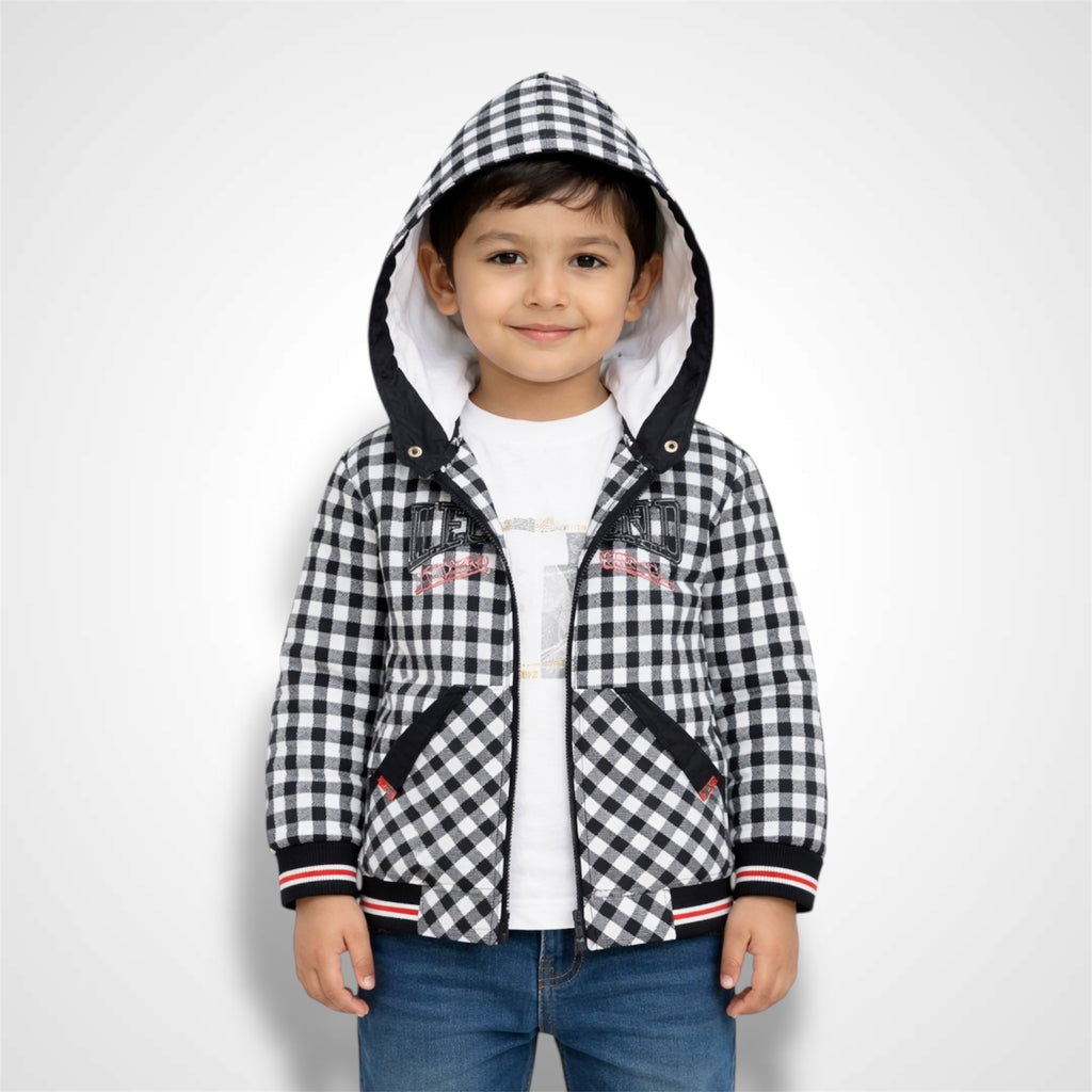 Premium Gingham Checkered Kids Hooded Shirt | 2 Piece Set