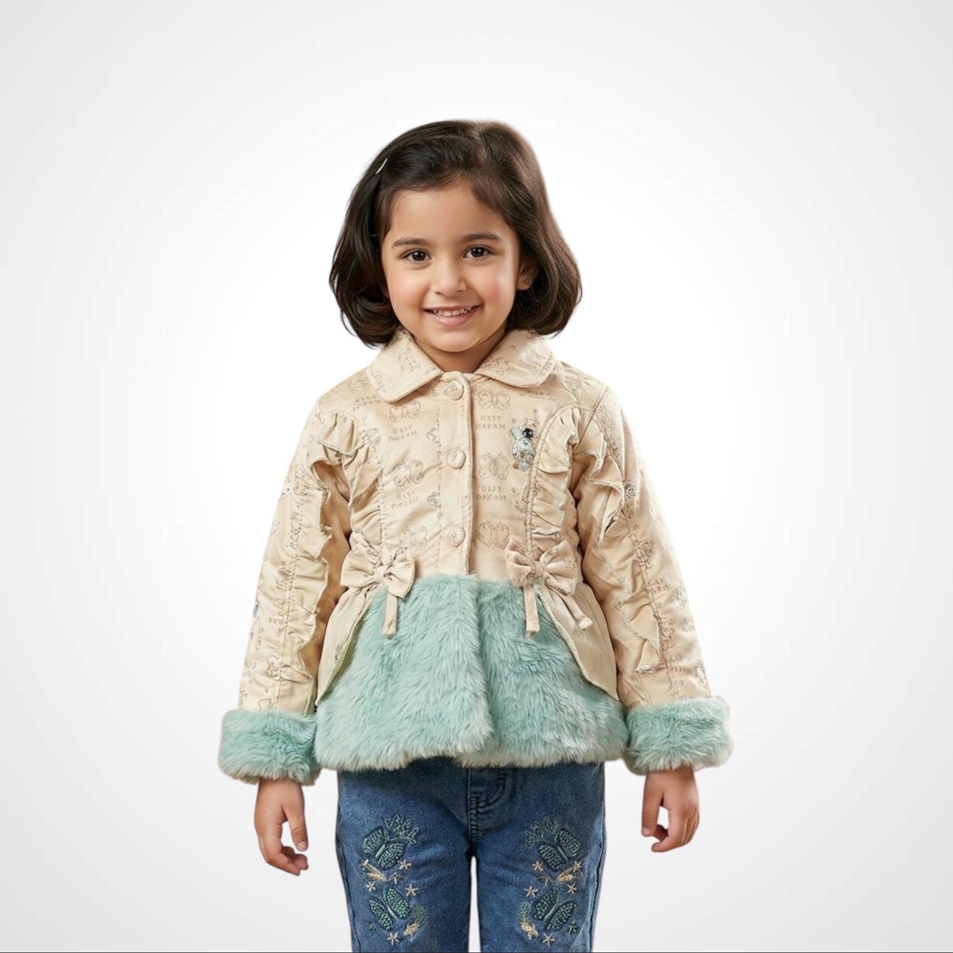 Premium-2-Piece-Winter-Set-for-Girls-Beige-Faux-Fur-Jacket-and-Embroidered-Denim-Jeans