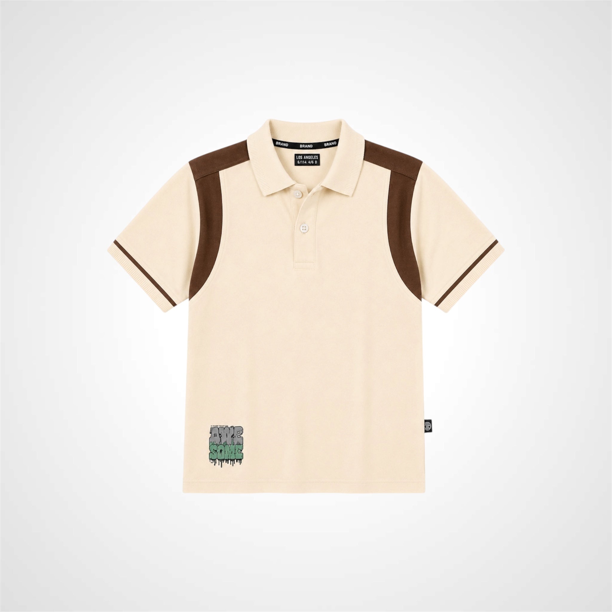 Boys premium cotton polo shirt with sporty contrast design and button collar.