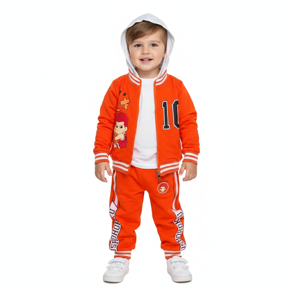 Premium Hanamichi Sakuragi Kids/Baby Tracksuit - Orange Shōhoku Basketball Jacket and Joggers Set 2