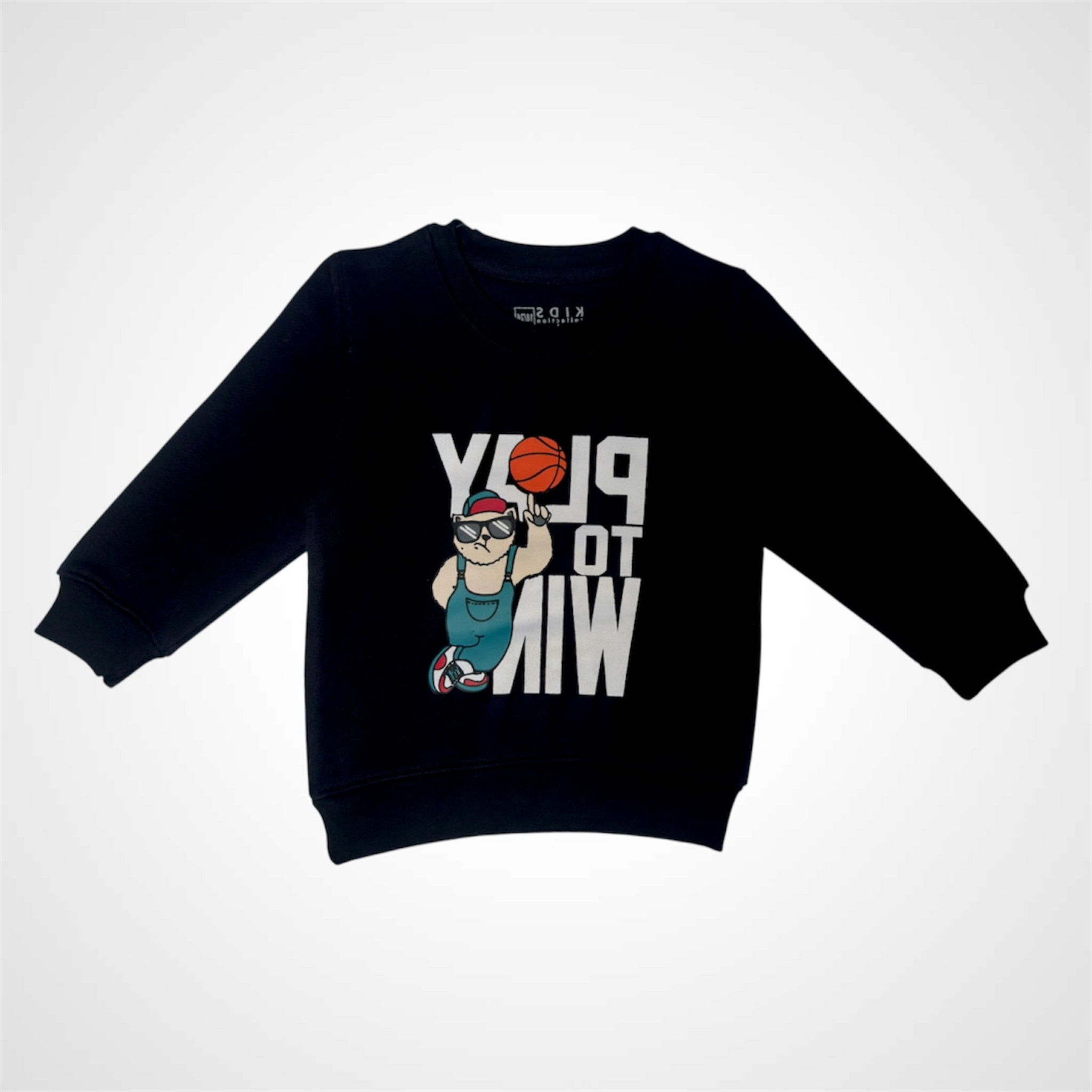 Kids Black Sweatshirt – Play to Win Baskaphic