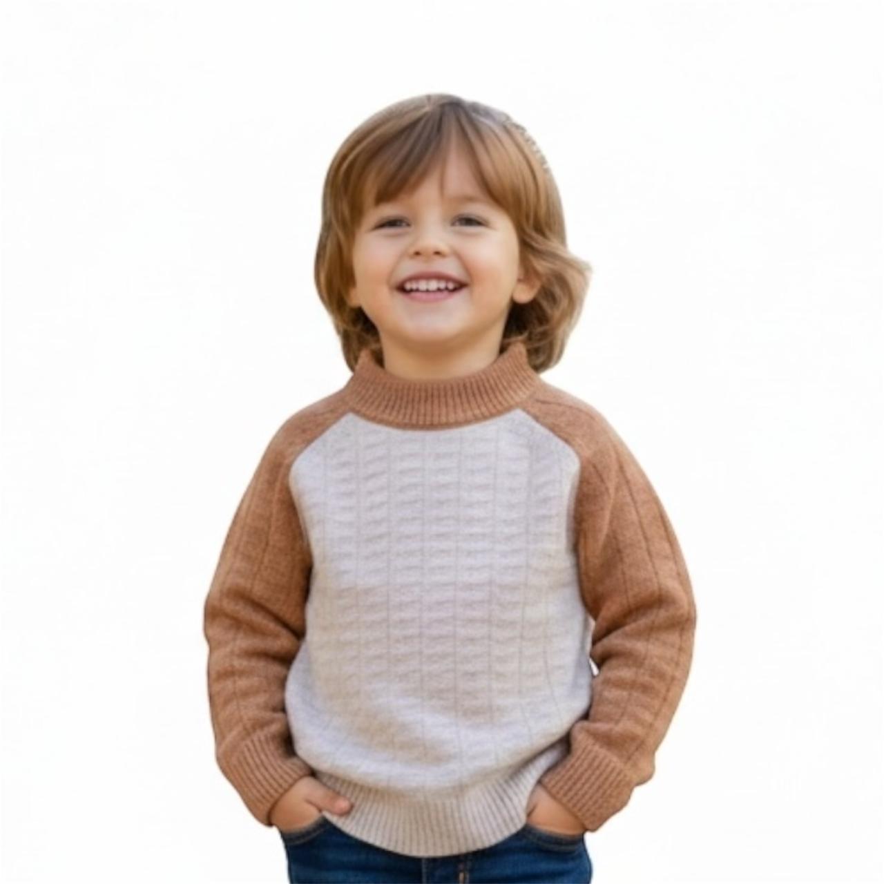 Cozy Knit Two-Tone Kids' Sweater