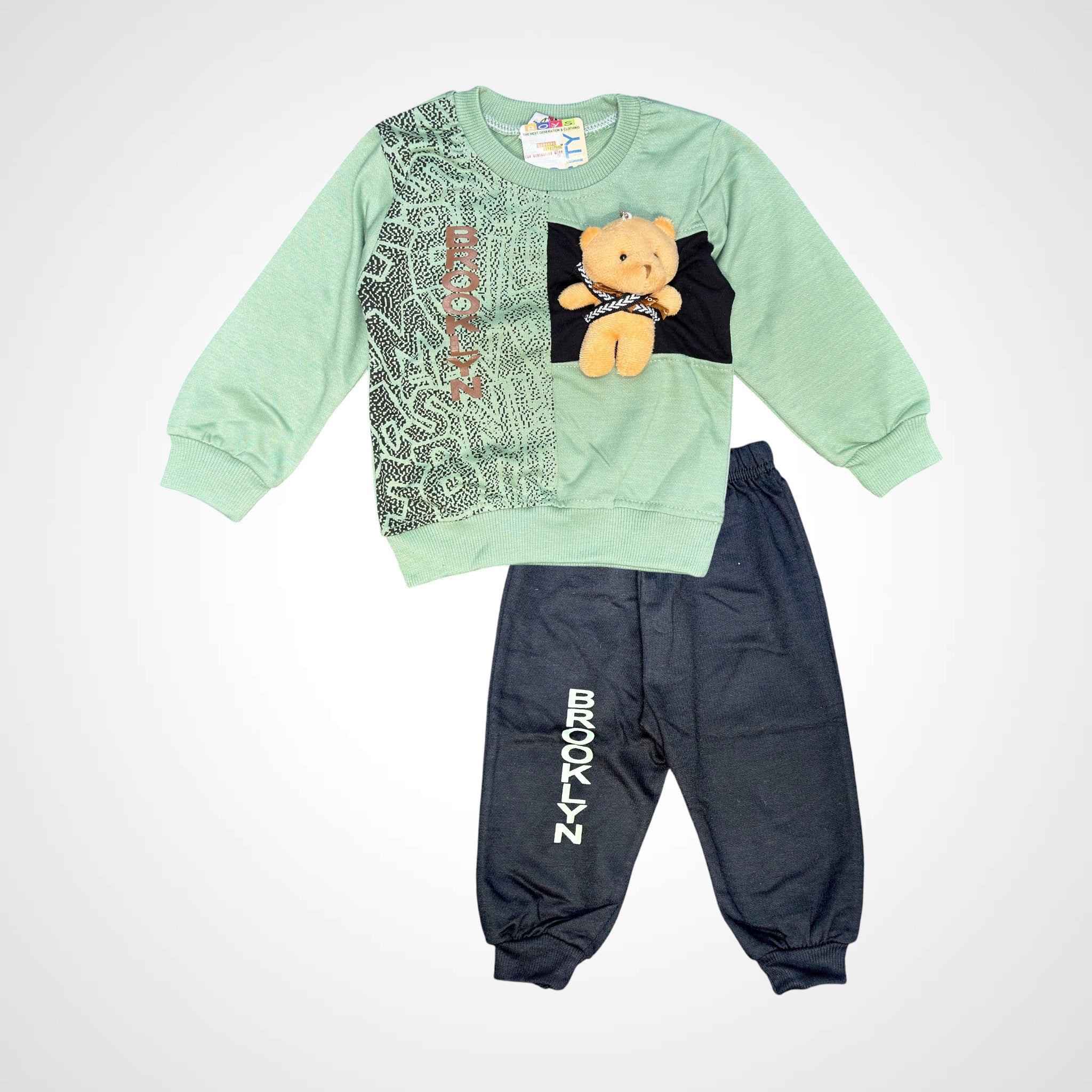 Kids SuitsATM JEANSoption1Unique 3D Teddy Bear Patch Sweatshirt & 'Brooklyn' Jogger Set (2 - Piece) - ATM JEANS