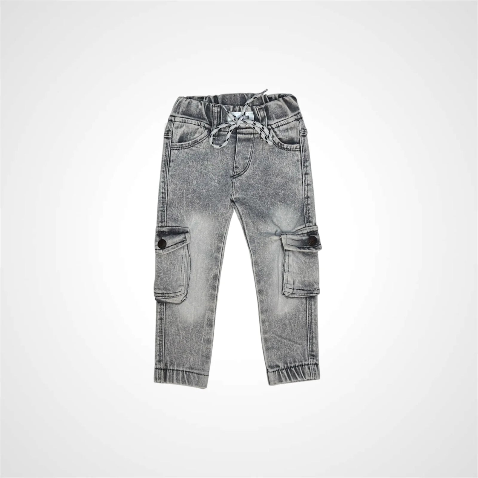 Trendy Washed Denim Cargo Pants for Kids