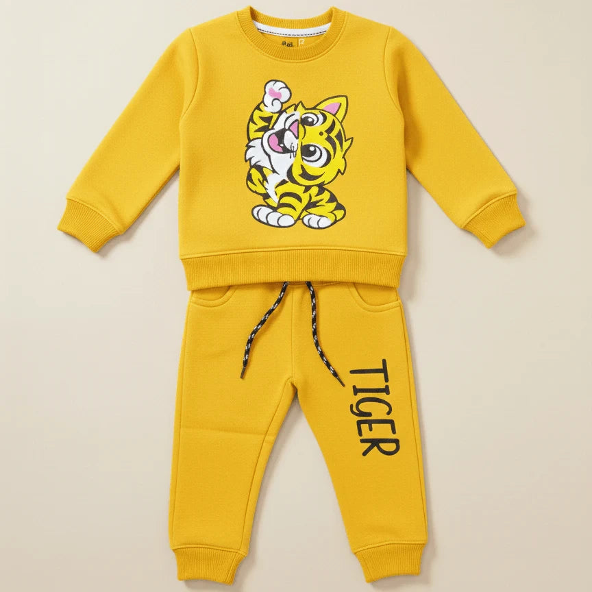 Kids' Casual Warm Fleece Tracksuit Sweatshirt and Trousers Set