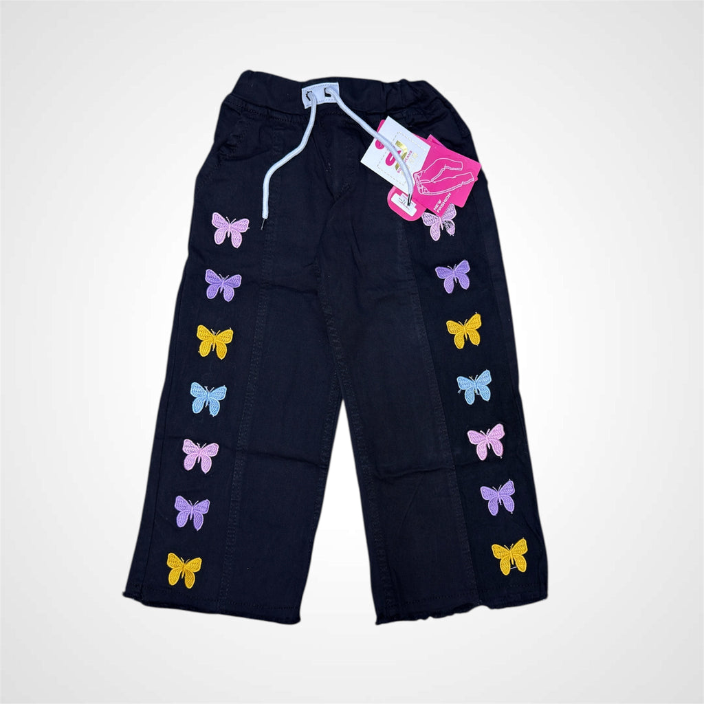 Kids PantsATM JEANSoption1Girls Baggy Pent with Whimsical Butterfly Embroidery - ATM JEANS