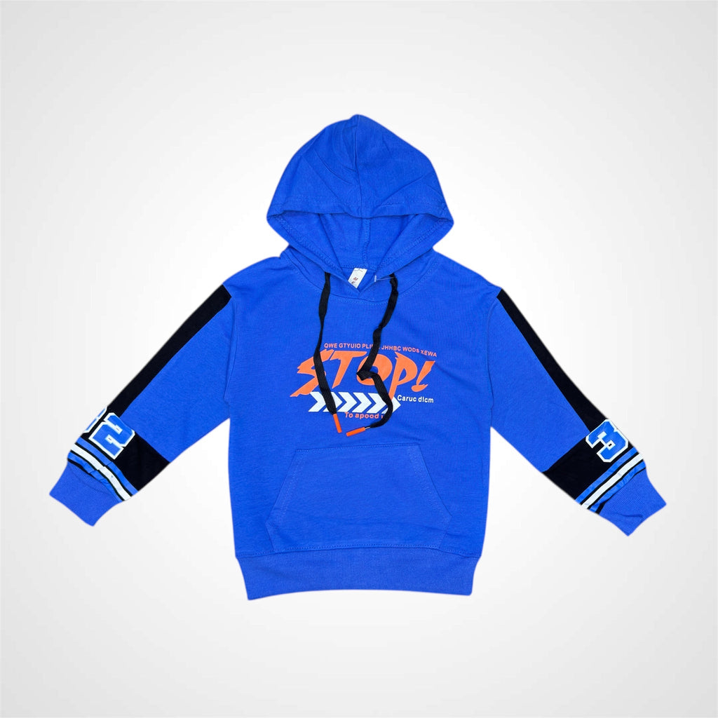 Kids SuitsATM JEANSoption1Boys' Graphic Print Hooded Sweatshirt with Sports Stripe Sleeves - ATM JEANS