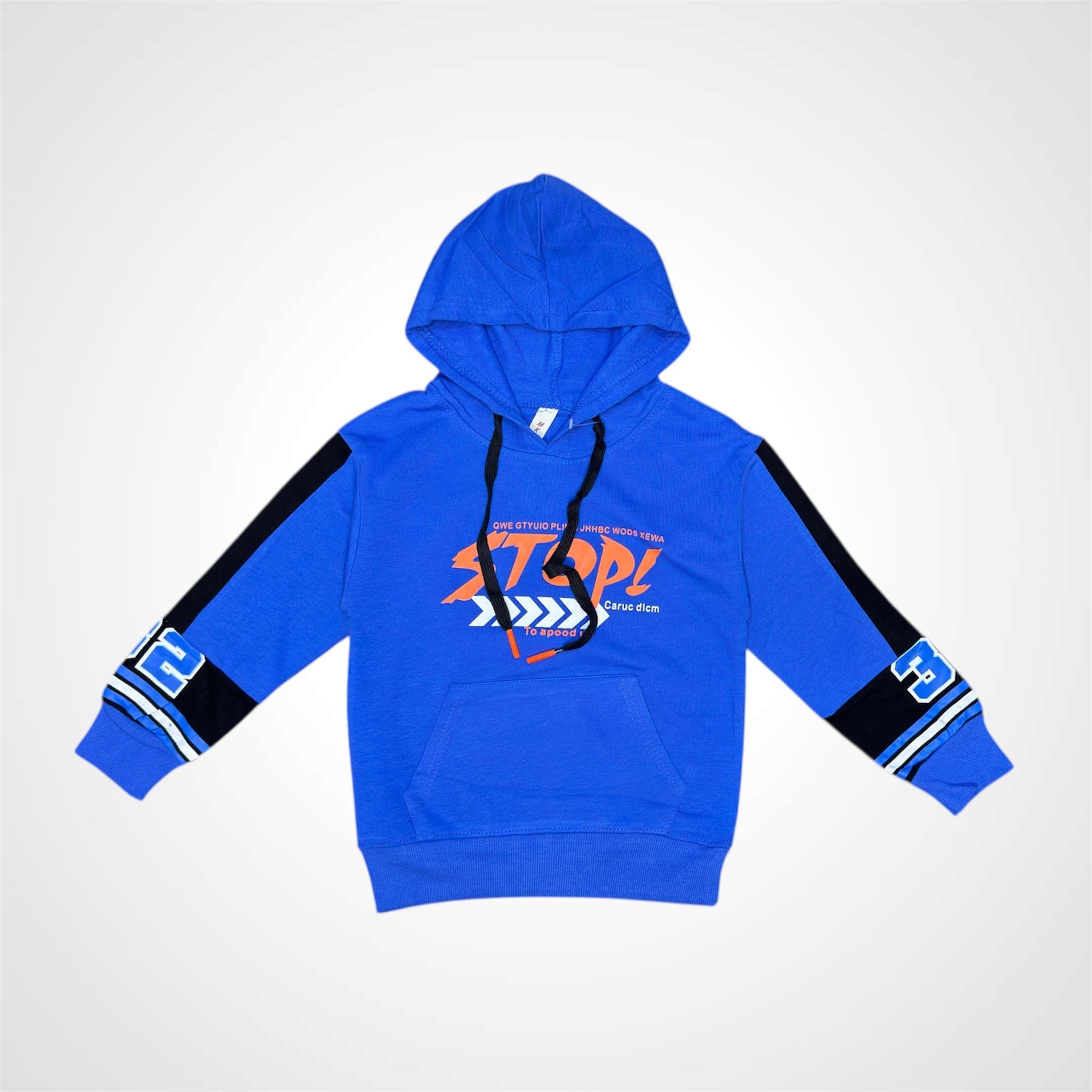 Kids SuitsATM JEANSoption1Boys' Graphic Print Hooded Sweatshirt with Sports Stripe Sleeves - ATM JEANS