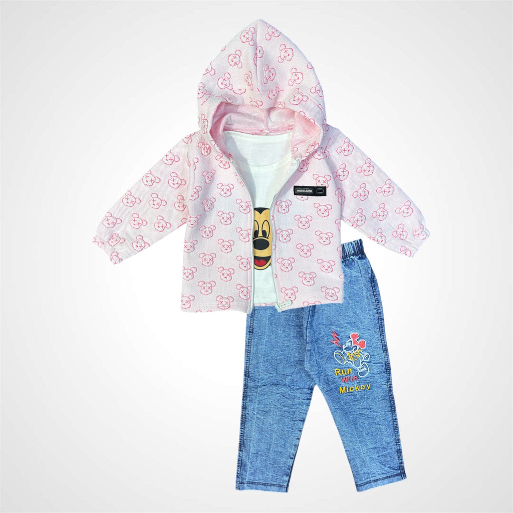Kids SuitsATM JEANSoption1Children's Layered Character Outfit: Hooded Jacket with Print, Graphic T-shirt, and Denim Look Pants - ATM JEANS