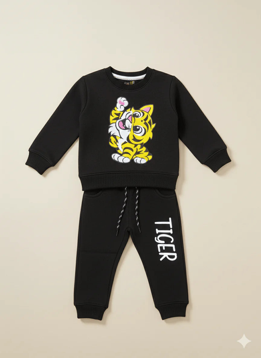 Kids' Casual Warm Fleece Tracksuit Sweatshirt and Trousers Set