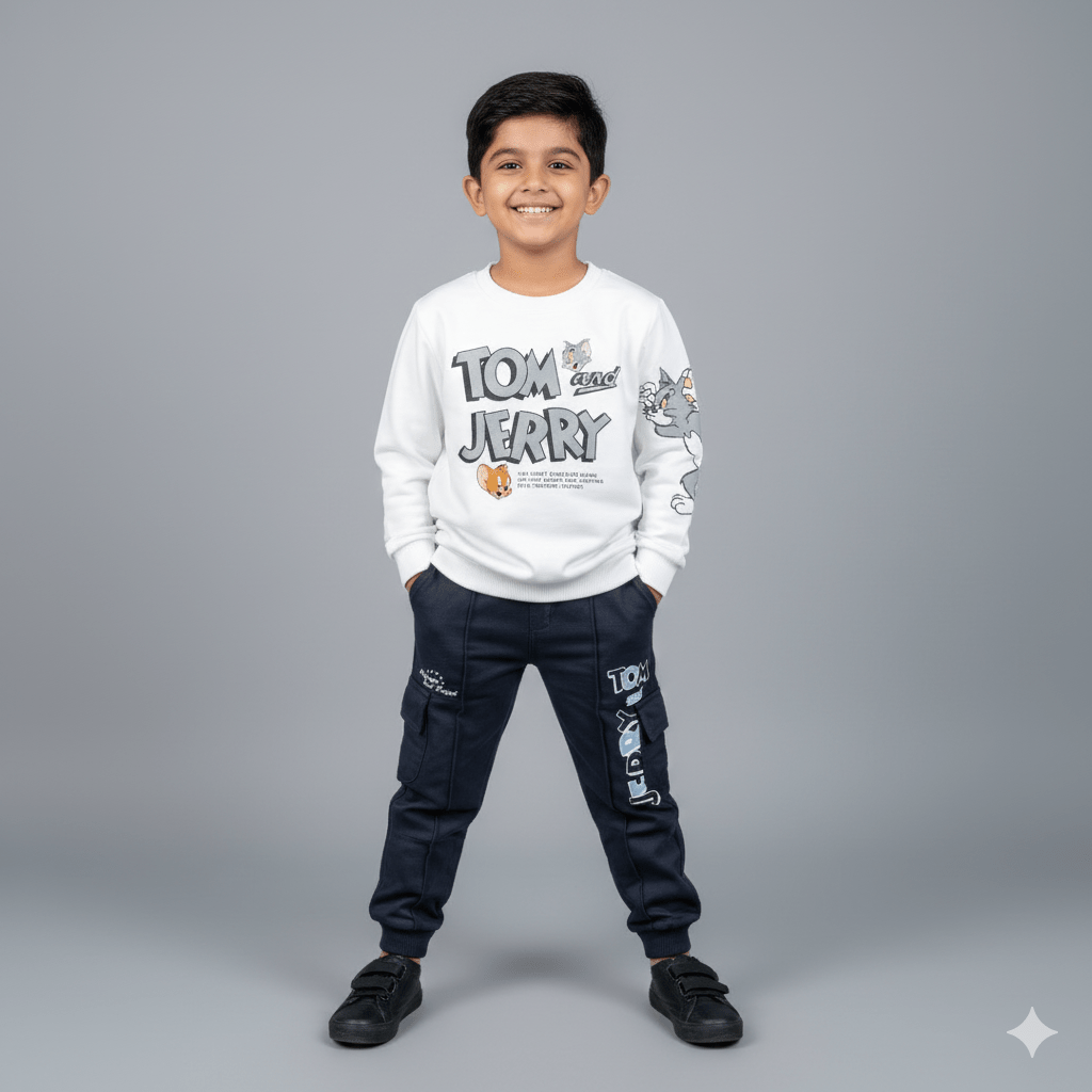 Kids SuitsATM JEANSoption1Children's Cozy Tom and Jerry Cartoon Theme Pullover Top and Jogger Set - ATM JEANS