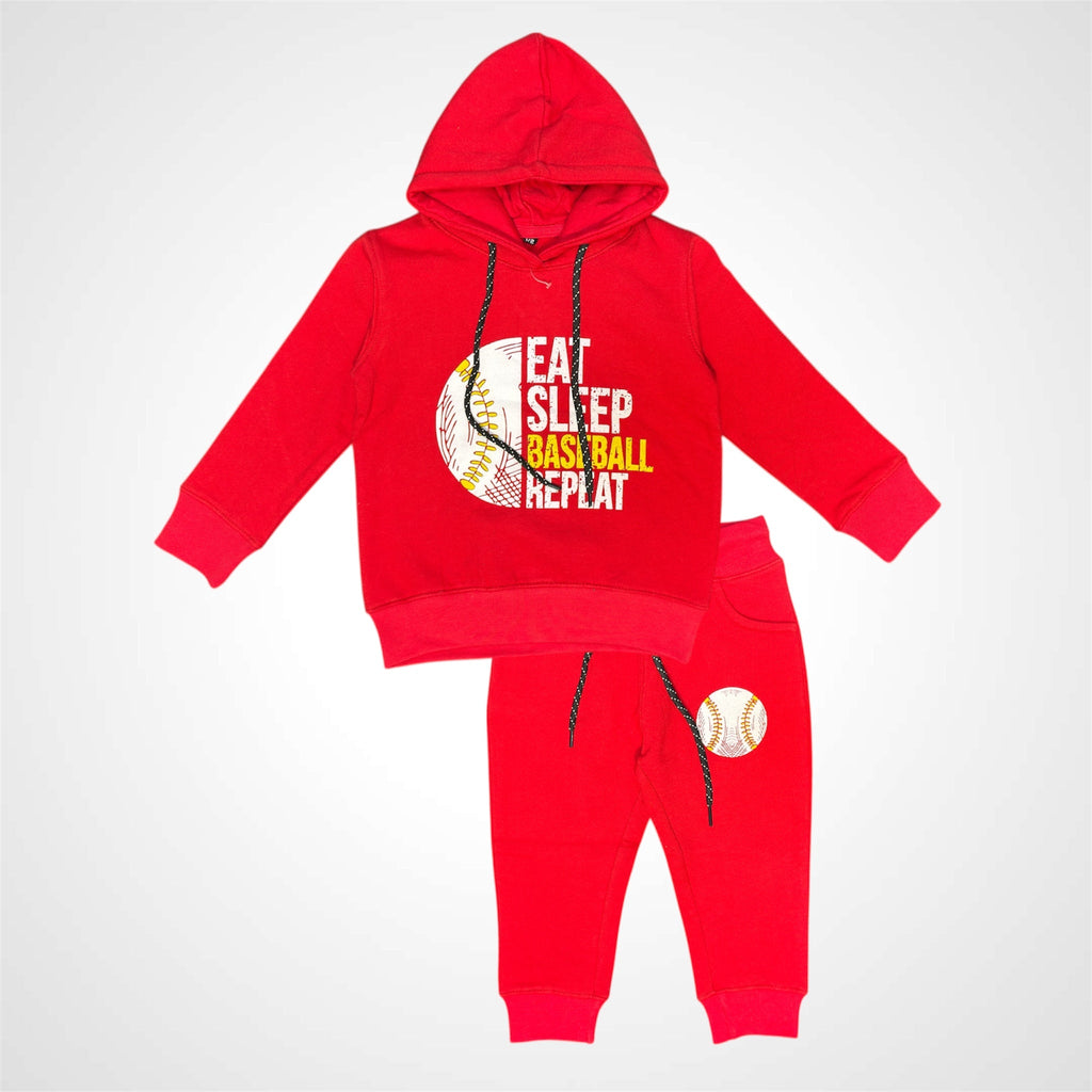 TracksuitATM JEANSoption1Boys' Sporty Red Baseball Graphic Sweatshirt & Sweatpants Outfit - ATM JEANS