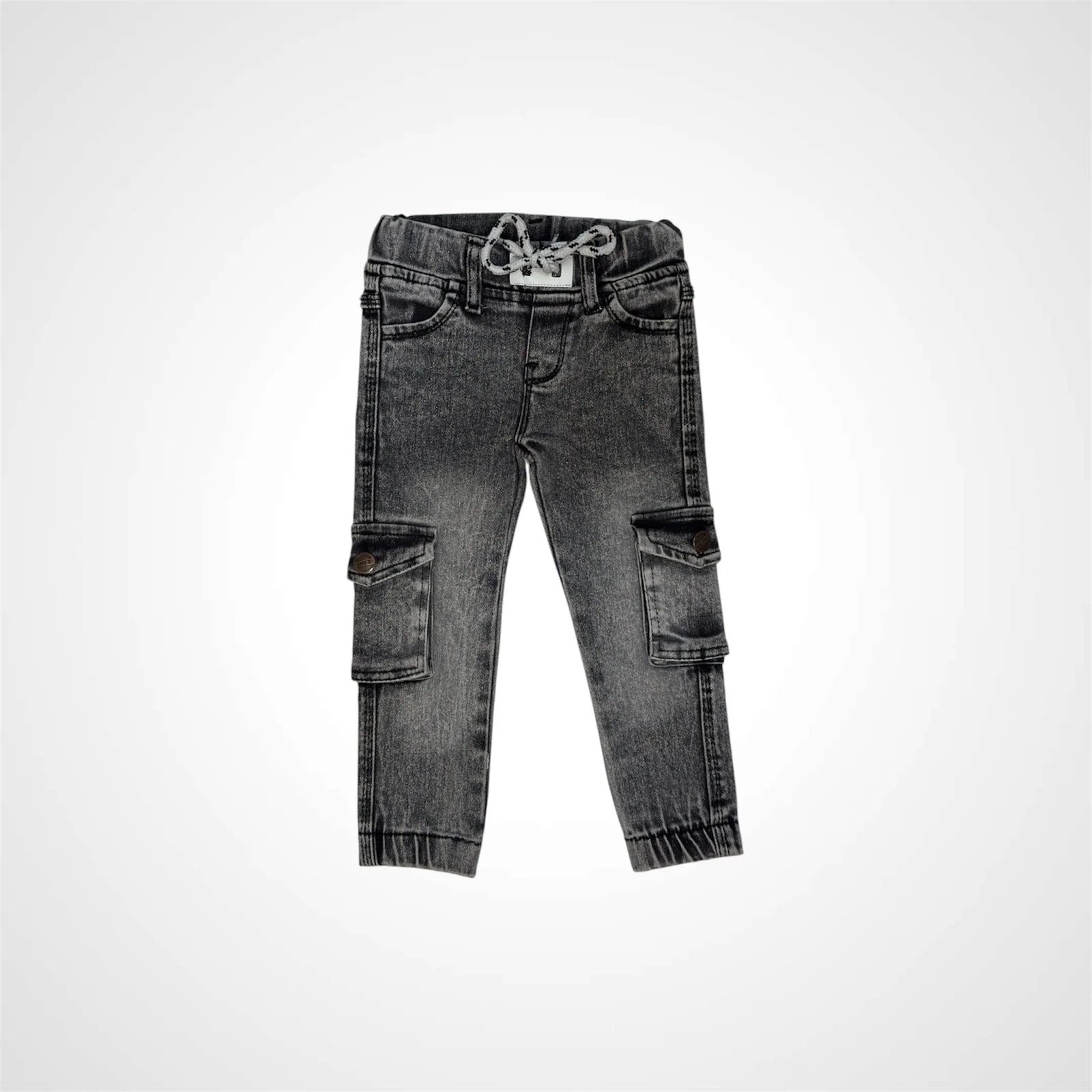 Trendy Washed Denim Cargo Pants for Kids