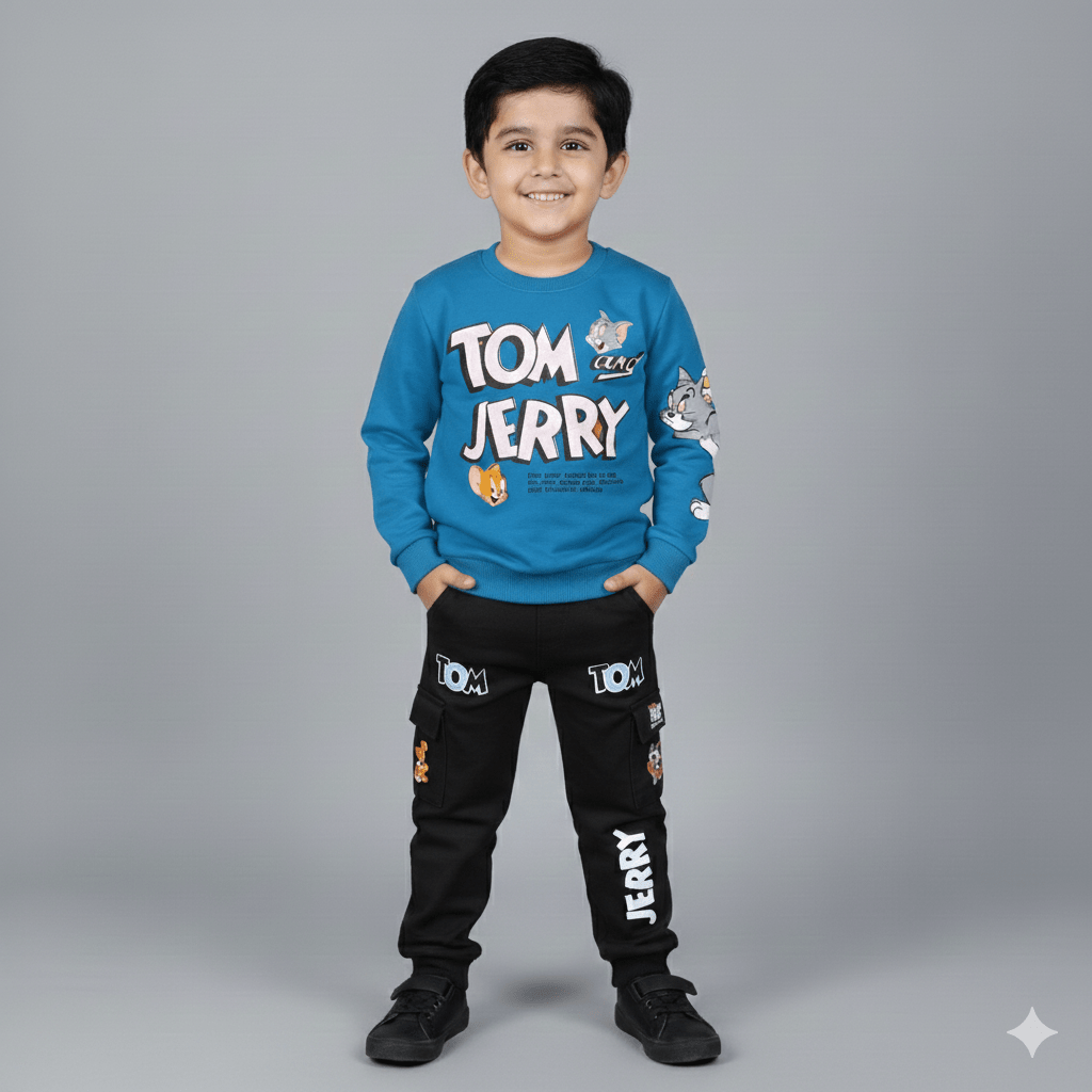 Kids SuitsATM JEANSoption1Children's Cozy Tom and Jerry Cartoon Theme Pullover Top and Jogger Set - ATM JEANS