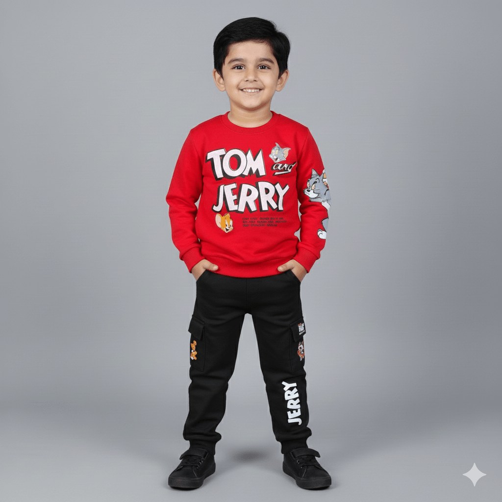 Kids SuitsATM JEANSoption1Children's Cozy Tom and Jerry Cartoon Theme Pullover Top and Jogger Set - ATM JEANS