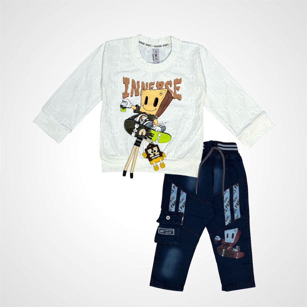 ATM JEANSoption1Boys' Graphic Print Sweatshirt and Jeans Set - ATM JEANS