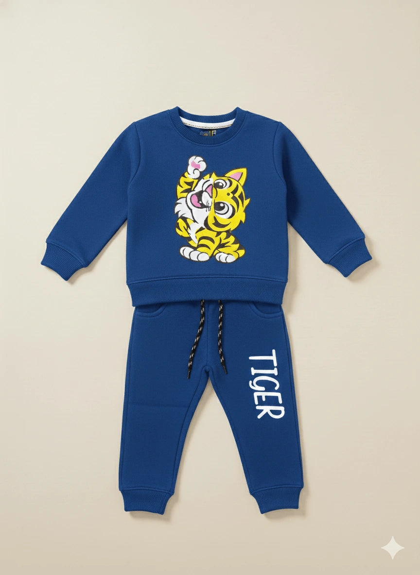 Kids' Casual Warm Fleece Tracksuit Sweatshirt and Trousers Set