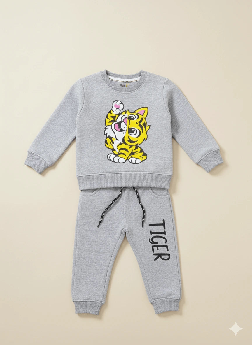 Kids' Casual Warm Fleece Tracksuit Sweatshirt and Trousers Set