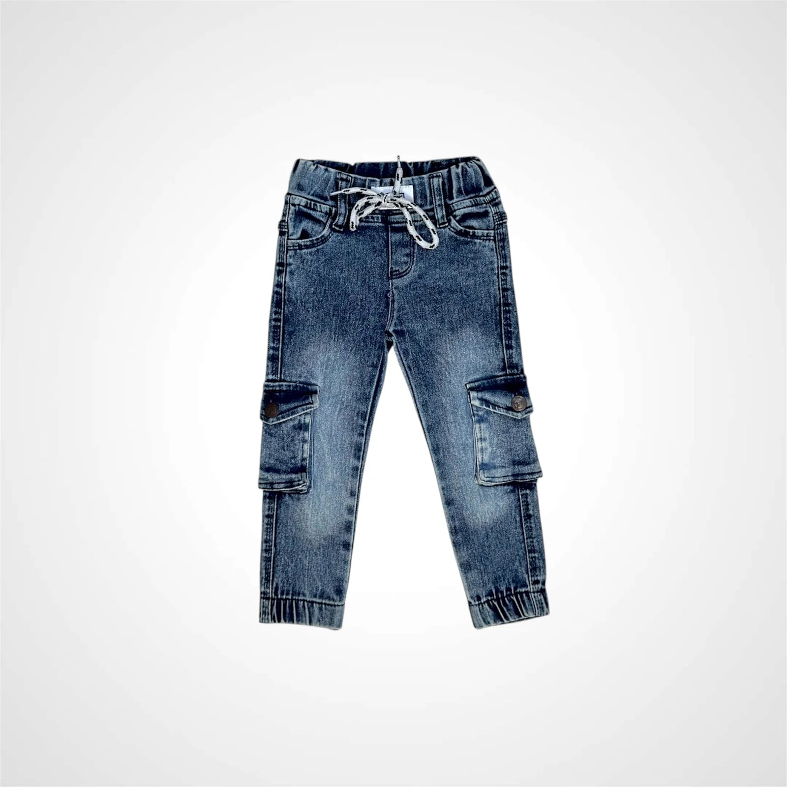 Trendy Washed Denim Cargo Pants for Kids