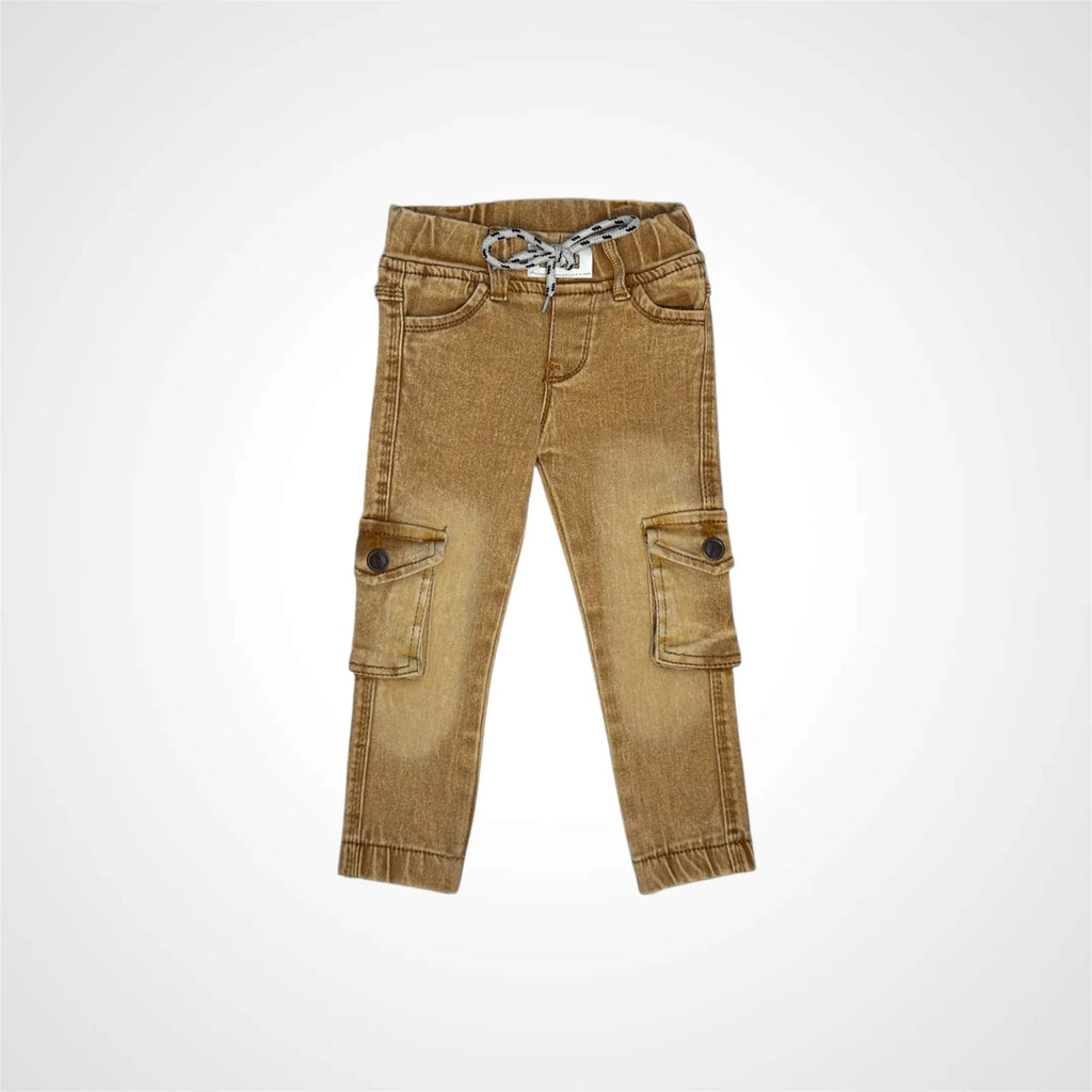 Trendy Washed Denim Cargo Pants for Kids