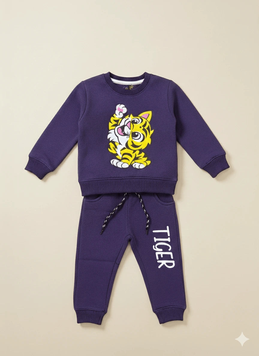 Kids' Casual Warm Fleece Tracksuit Sweatshirt and Trousers Set