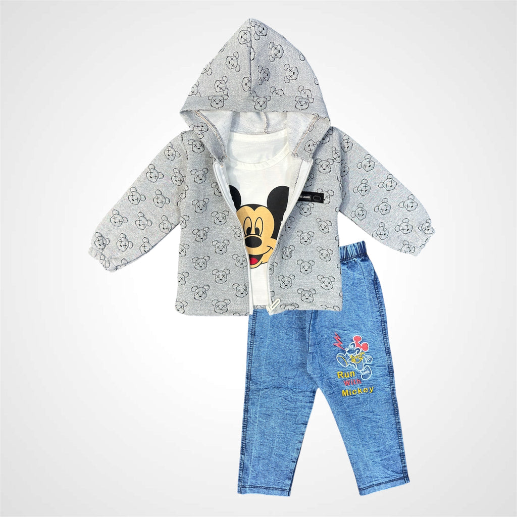Kids SuitsATM JEANSoption1Children's Layered Character Outfit: Hooded Jacket with Print, Graphic T-shirt, and Denim Look Pants - ATM JEANS