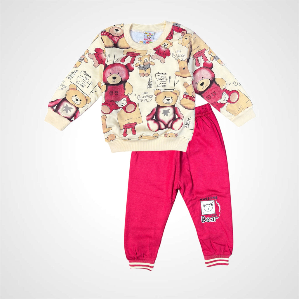 Kids SuitsATM JEANSoption1Children's Fun Printed Playwear Set – Teddy Bear Theme Sweatshirt and Joggers - ATM JEANS