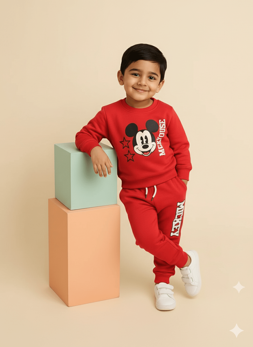 TracksuitATM JEANSoption1Toddler's Red Mickey Mouse Tracksuit - Cozy Sweatshirt & Joggers Set | Disney Funwear - ATM JEANS